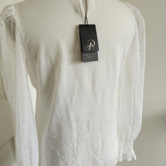 White sweater, Medium. Sheer top and sleeves - Picture 2 of 2